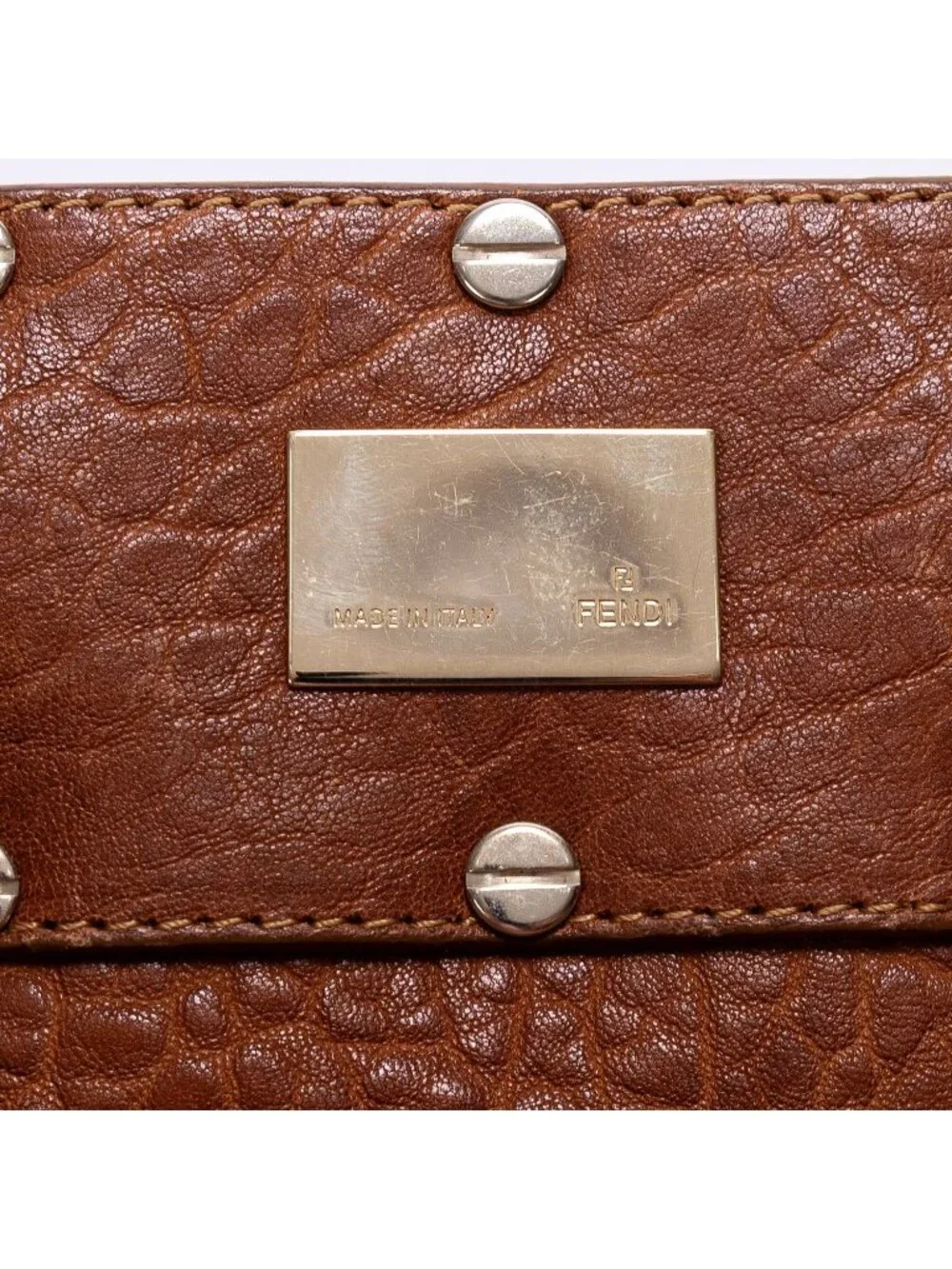 Fendi Small Hobo Tan Textured Leather